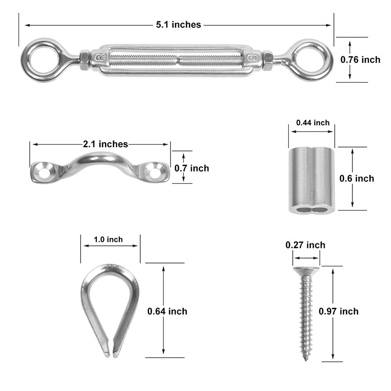 10 set Heavy Duty Cable Railing Kits for 1/8‘’ cable wire rope Balustrade Kit - KiwisLove