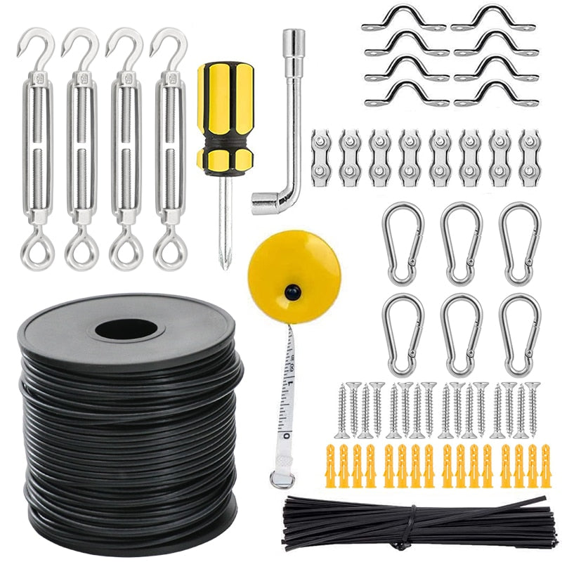 Outdoor Light Guide Suspension Kit Black pvc Coated Wire rope - KiwisLove