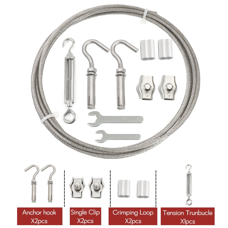 PVC Coated Wire Rope Soft Cable 304 Stainless Steel Kit  Windproof clip - KiwisLove