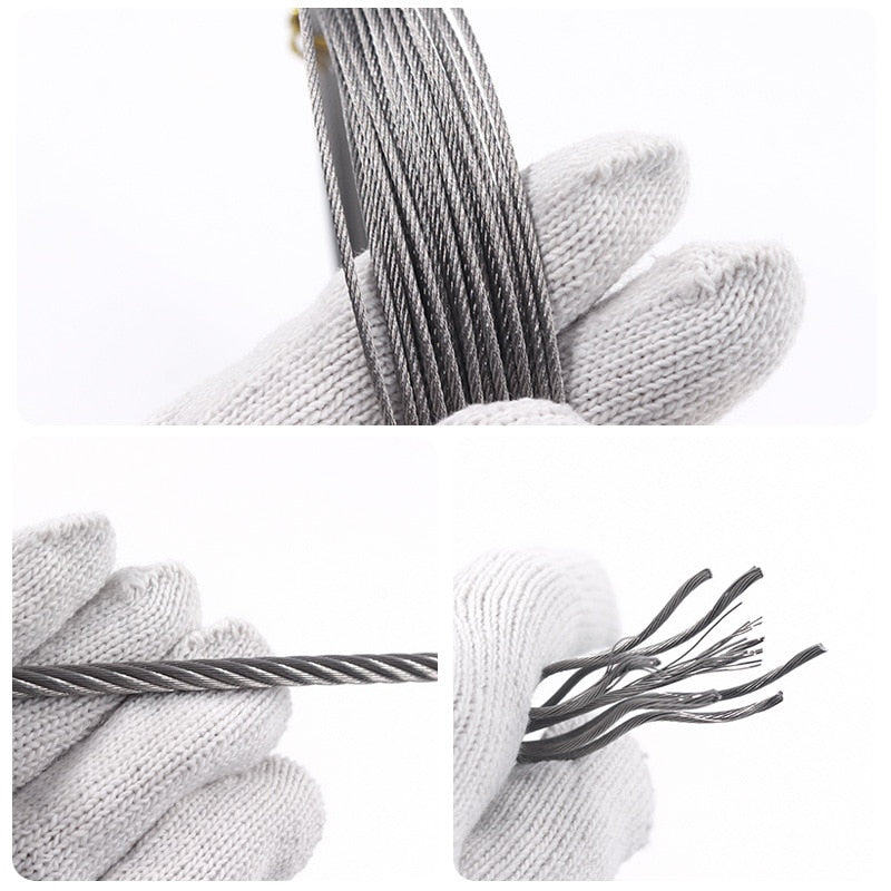 Wire Rope 304 Stainless Steel Strong Tension Soft Fishing Lifting Cable 7*19 - KiwisLove