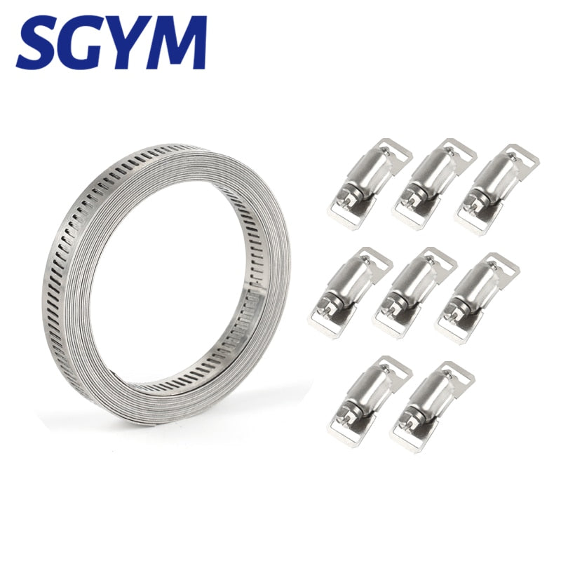304 Stainless Steel Worm Clamp Hose Clamp Strap with Fasteners - KiwisLove