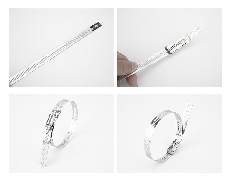 304 Stainless Steel Worm Clamp Hose Clamp Strap with Fasteners - KiwisLove