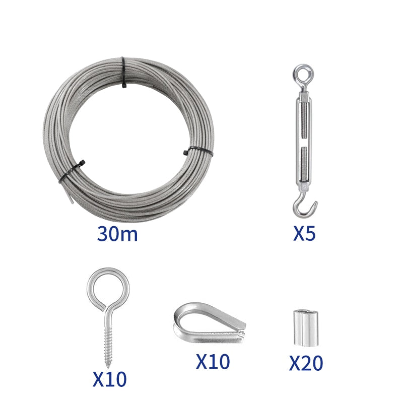 30m Garden Wire/Cable Railing/Wire Fence Roll Kits Heavy Duty 304 Stainless Steel - KiwisLove