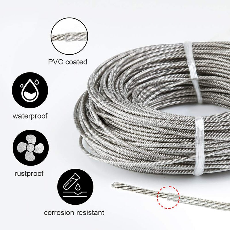 30m Garden Wire/Cable Railing/Wire Fence Roll Kits Heavy Duty 304 Stainless Steel - KiwisLove