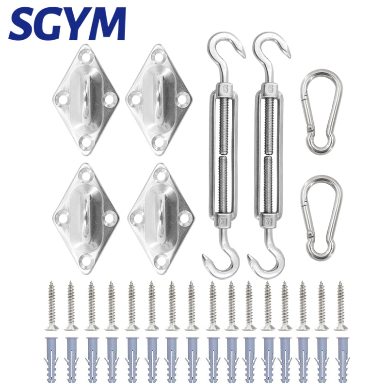 Sun Shade Sail Kit 304 Rectangle Square Patio Hook Installation Accessory - KiwisLove