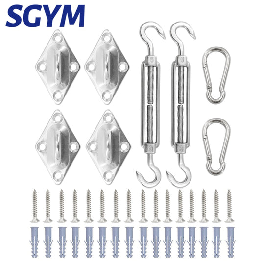 Sun Shade Sail Kit 304 Rectangle Square Patio Hook Installation Accessory - KiwisLove
