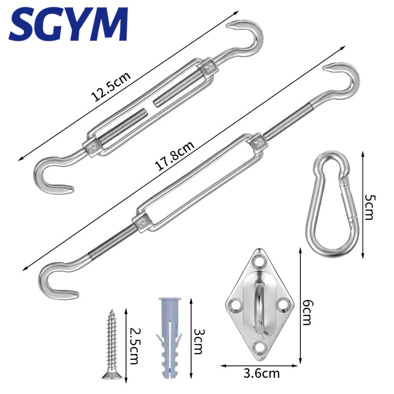 Sun Shade Sail Kit 304 Rectangle Square Patio Hook Installation Accessory - KiwisLove