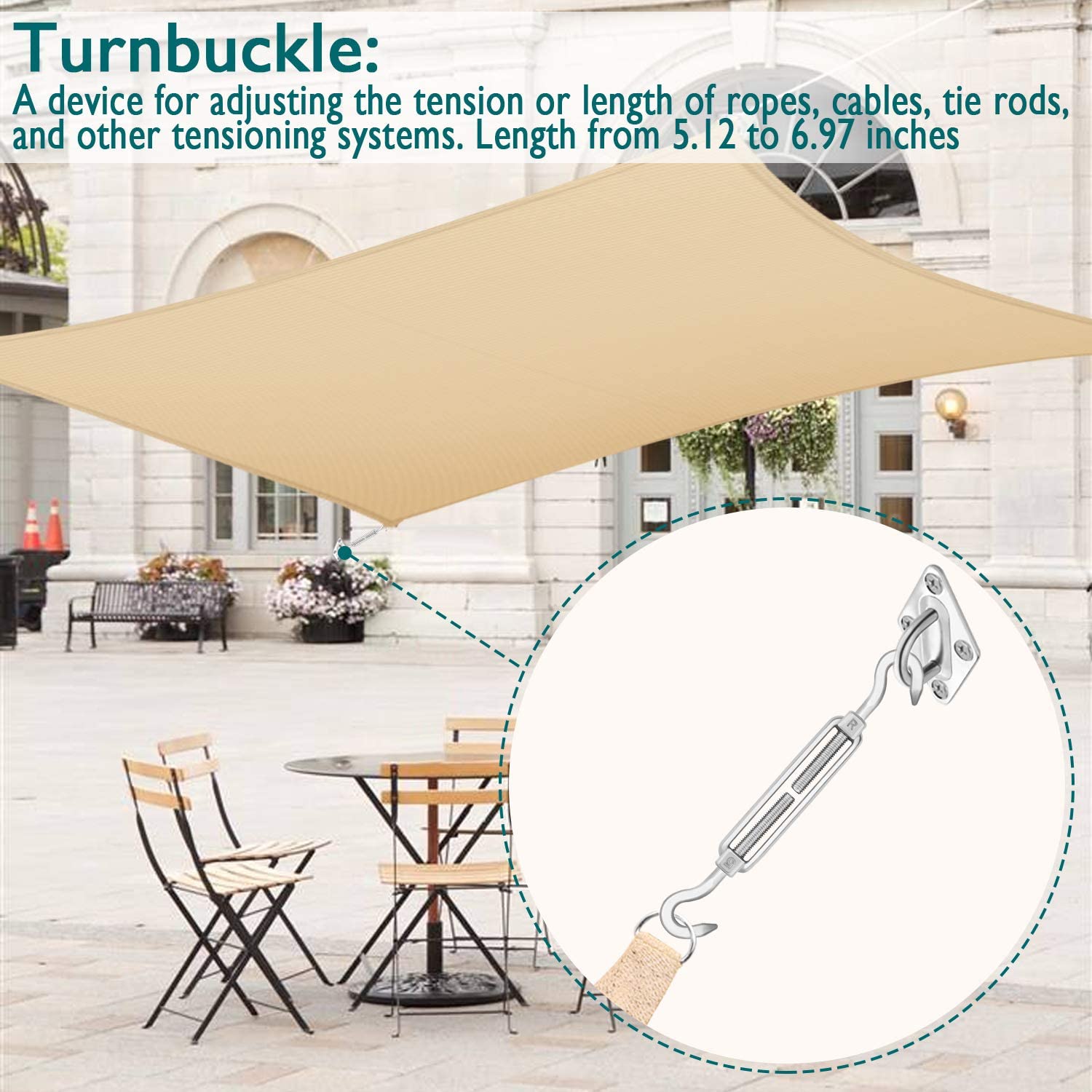 Sun Shade Sail Kit 304 Rectangle Square Patio Hook Installation Accessory - KiwisLove