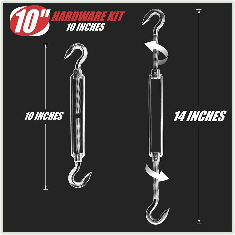 10 Inch 44 PC Set Sun Shade Sail Canopy Install Complete  with Cable Wire - KiwisLove