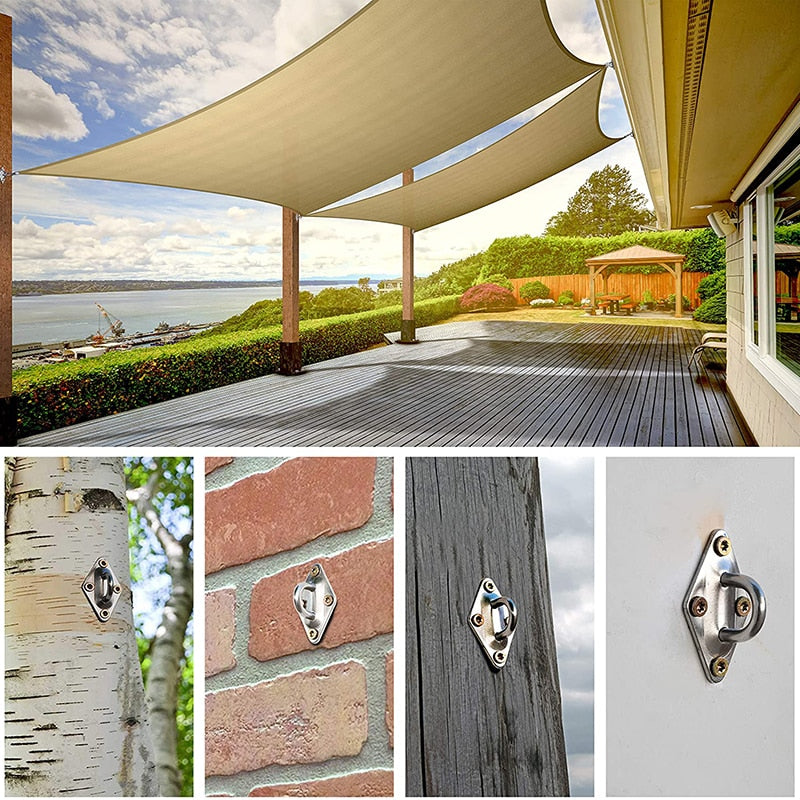 10 Inch 44 PC Set Sun Shade Sail Canopy Install Complete  with Cable Wire - KiwisLove