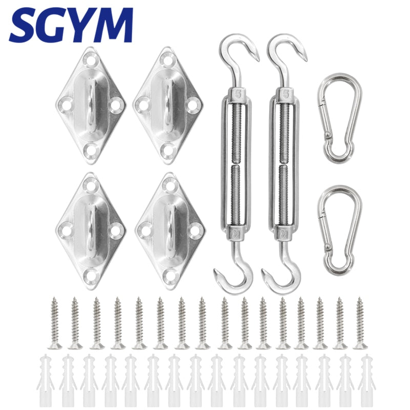40pcs/set Shade Sail Kit 304 Stainless Steel Carabiner Clip Hook Screws - KiwisLove