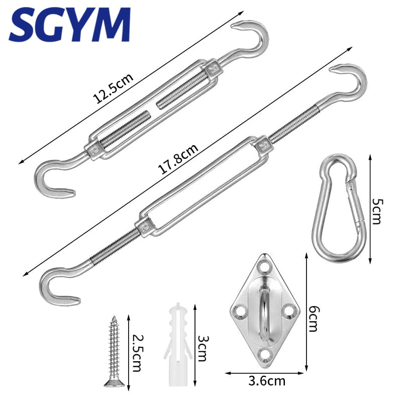 40pcs/set Shade Sail Kit 304 Stainless Steel Carabiner Clip Hook Screws - KiwisLove