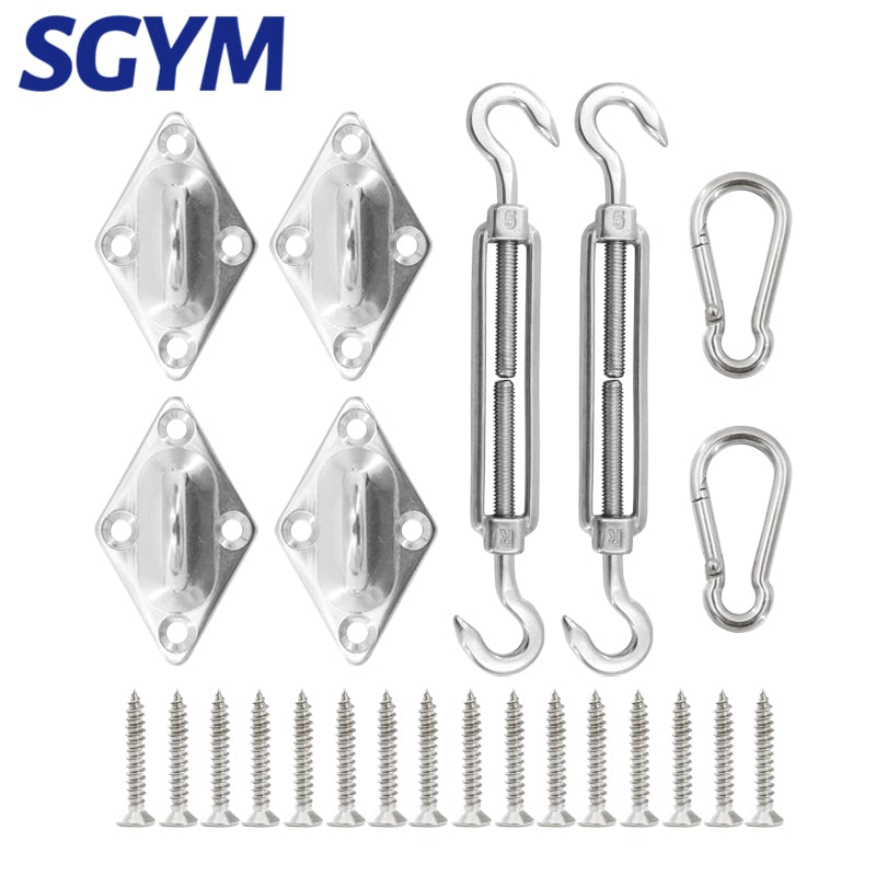24 pcs/set Shade Sail Kit  304 Stainless Steel Carabiner Clip Hook Screws - KiwisLove
