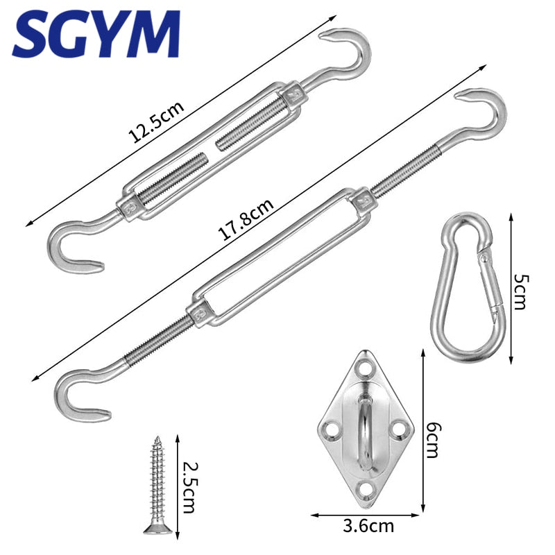 24 pcs/set Shade Sail Kit  304 Stainless Steel Carabiner Clip Hook Screws - KiwisLove