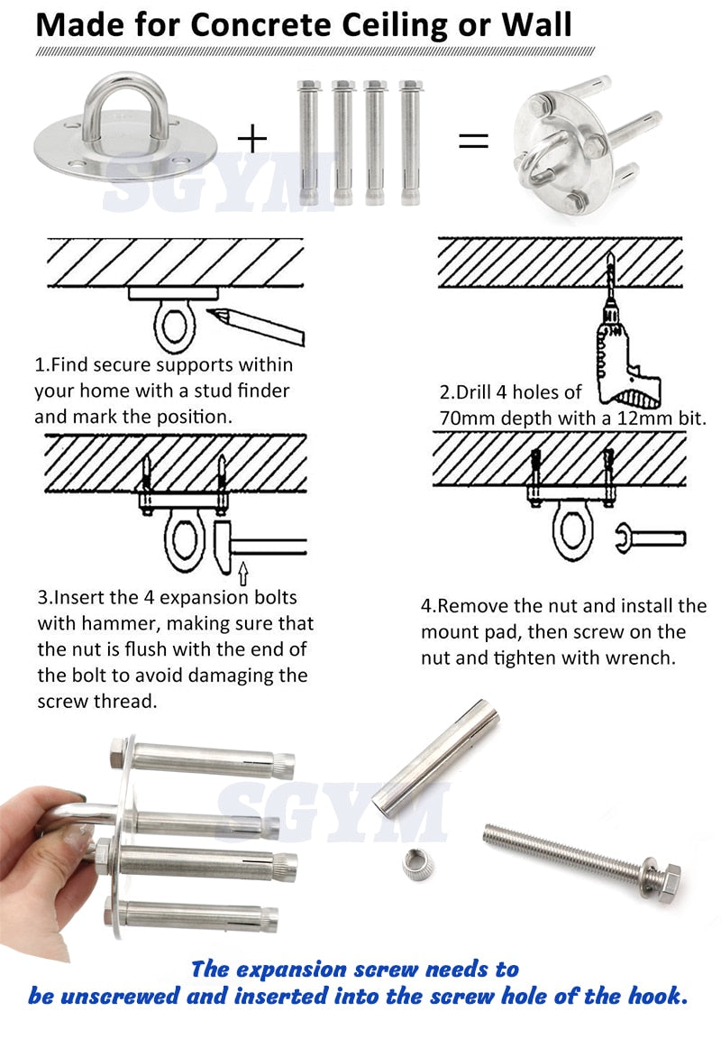 Hammock Wall Mount Anchor Hooks Heavy Duty Ceiling Swing Hanging Kit - KiwisLove