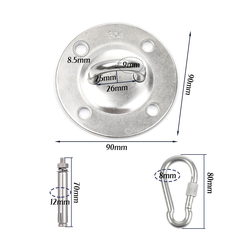 304 Stainless Steel Heavy Duty Hammocks Suspension Ceiling Hook Swivel - KiwisLove