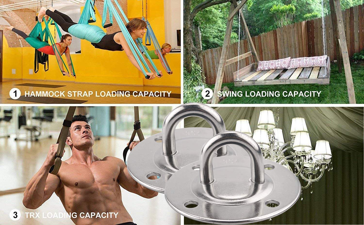 Ceiling & Wall Steel Mount Anchor + Bolts Ceiling Buckle Hook Fixed Disc - KiwisLove