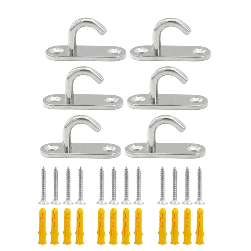 6 PCS Anchor Mount J-shaped M5 Standard Hammock Hooks Ceiling Wall - KiwisLove