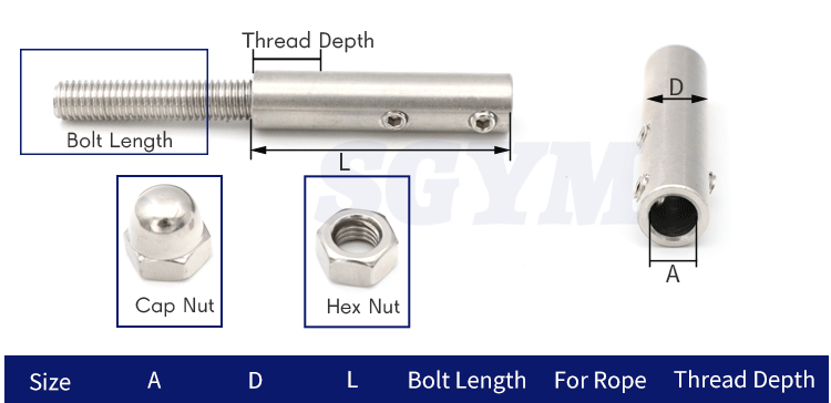 Cable Railing Wire rope Threaded Stud Tension End Fitting Toggle Anchor - KiwisLove