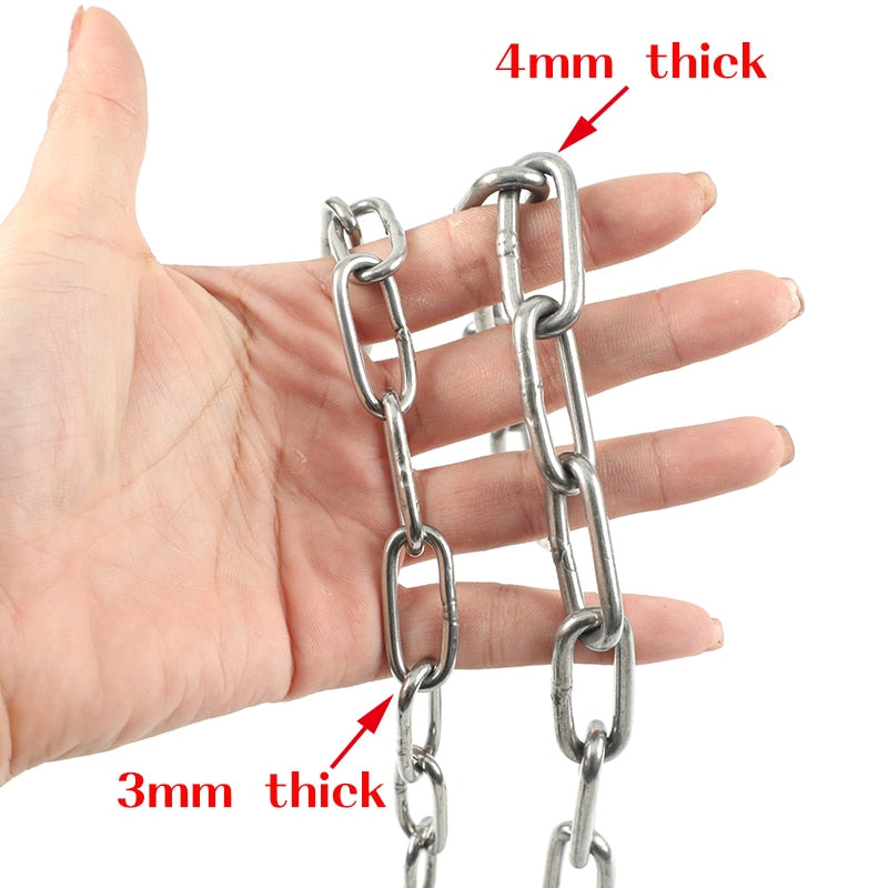 Stainless Steel 304 Long Link Chain  With Two Snap Hooks - KiwisLove