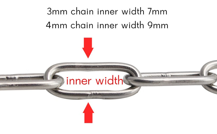 Stainless Steel 304 Long Link Chain  With Two Snap Hooks - KiwisLove