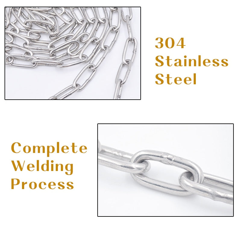 Stainless Steel 304 Long Link Chain  With Two Snap Hooks - KiwisLove