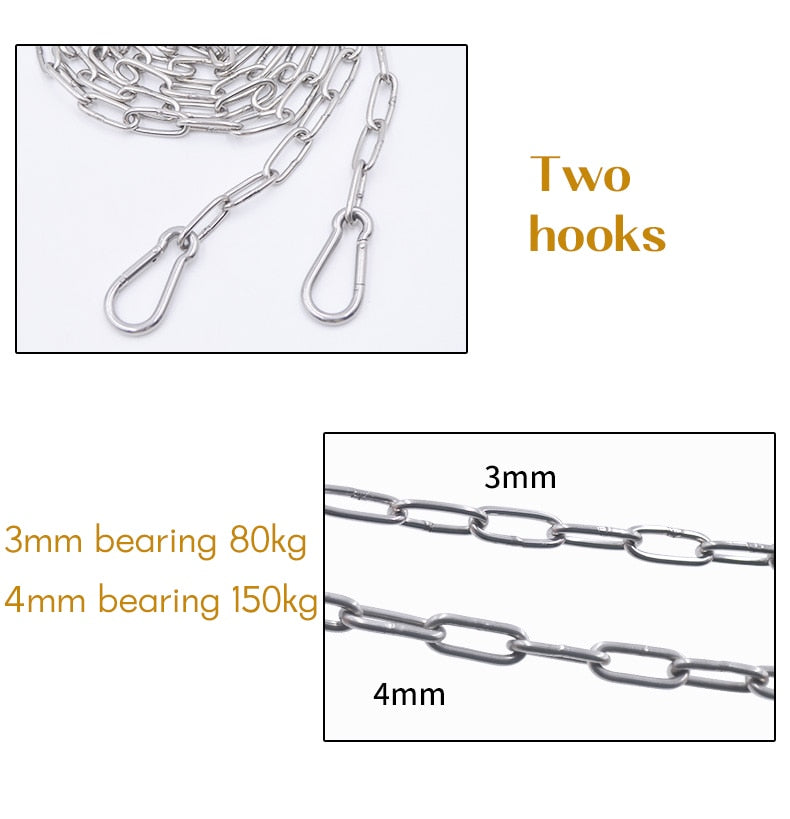 Stainless Steel 304 Long Link Chain  With Two Snap Hooks - KiwisLove