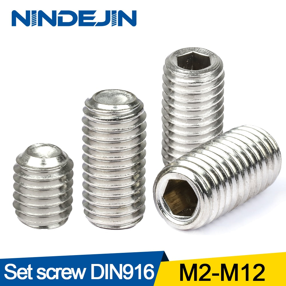 NINDEJIN hex socket m5 screw cup point stainless steel headless hexagon - KiwisLove