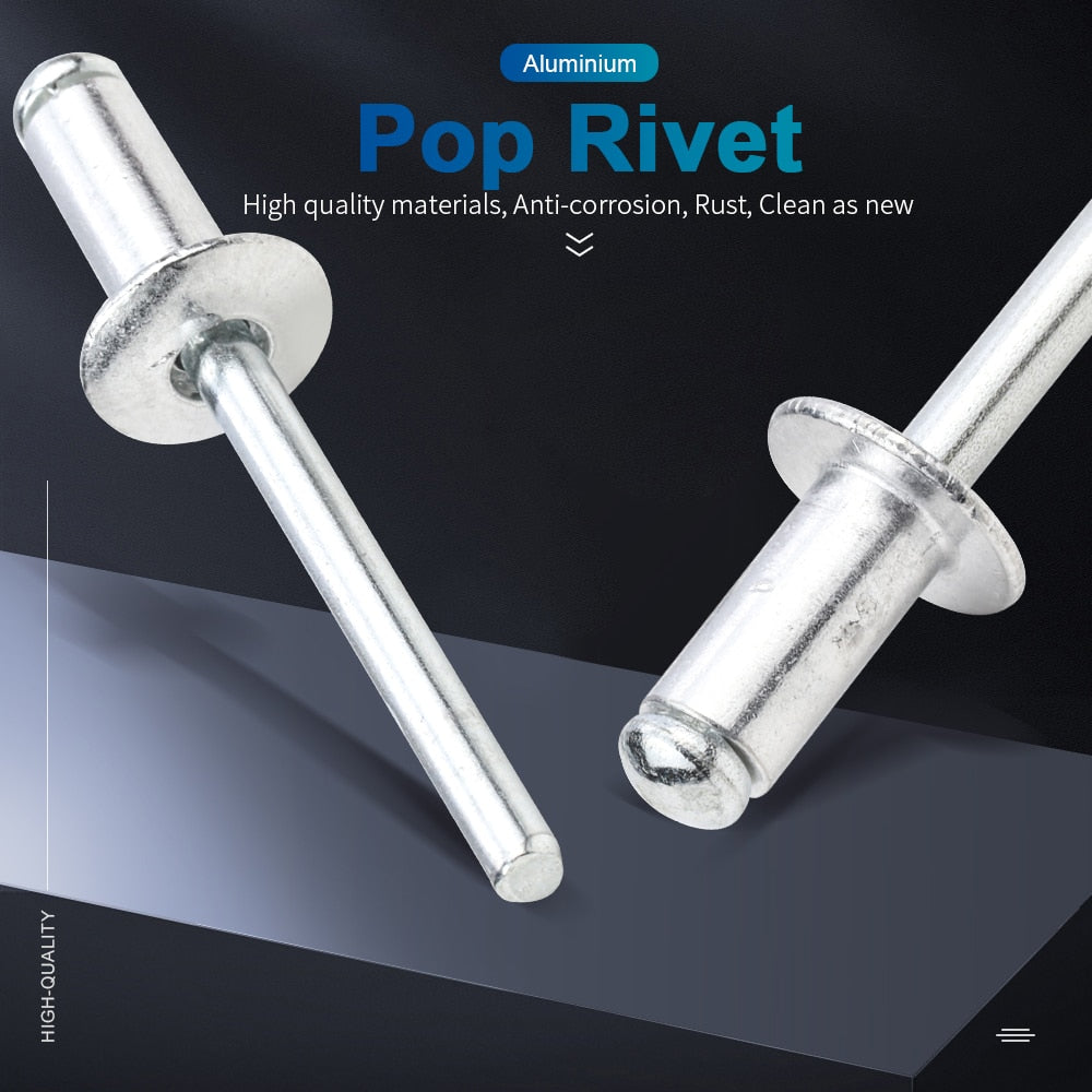 NINDEJIN Pop Rivets Aluminium Dome Head Blind Rivet Steel Shank Mandrel - KiwisLove