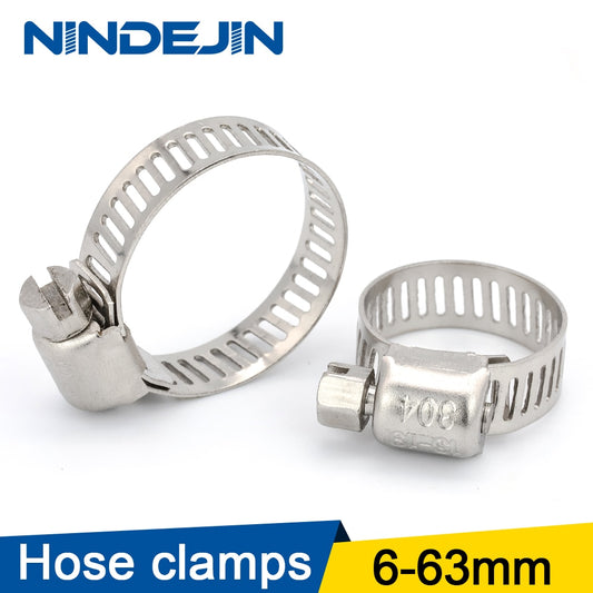 NINDEJIN hose clamp 6-63mm worm gear hose clip fuel hose clamp - KiwisLove