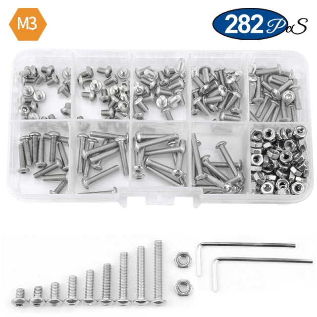 round head hex hexagon socket screw set allen head bolt and nut kit - KiwisLove