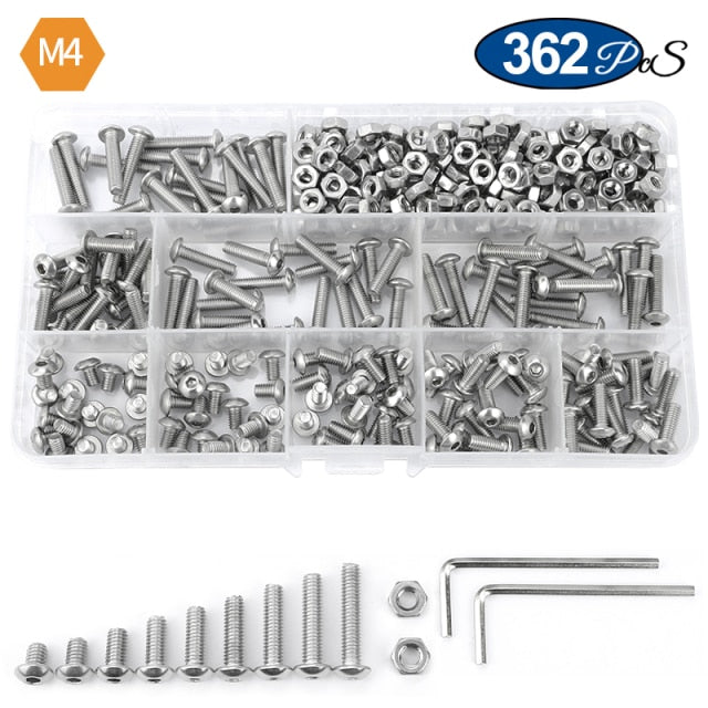round head hex hexagon socket screw set allen head bolt and nut kit - KiwisLove