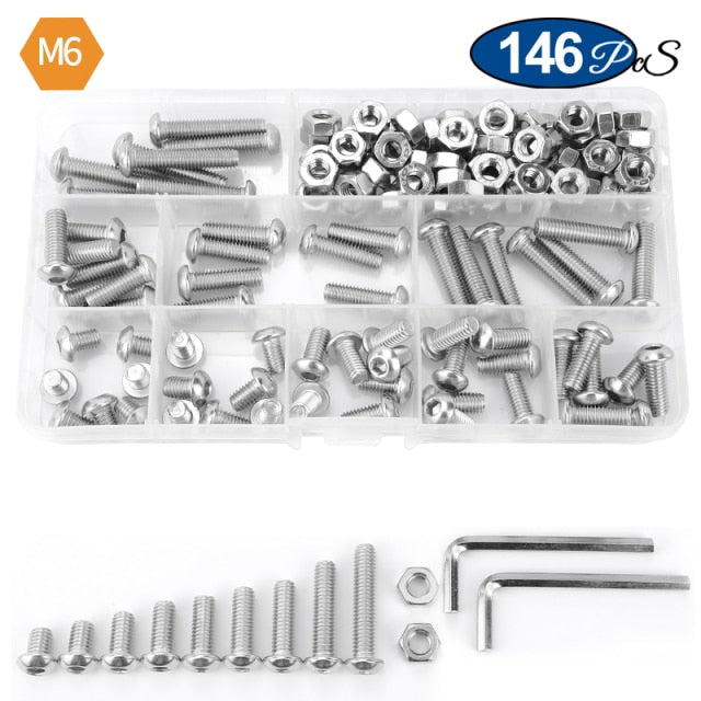 round head hex hexagon socket screw set allen head bolt and nut kit - KiwisLove