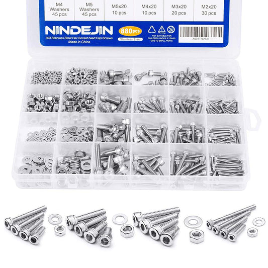 880Pcs Hexagon Hex Socket Head Cap Screw Set  Bolt  Nut Machine Screw - KiwisLove