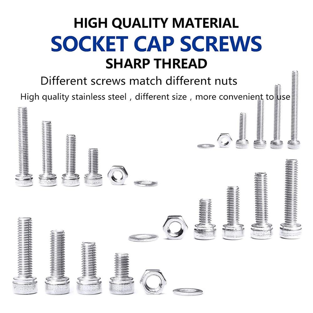 880Pcs Hexagon Hex Socket Head Cap Screw Set  Bolt  Nut Machine Screw - KiwisLove