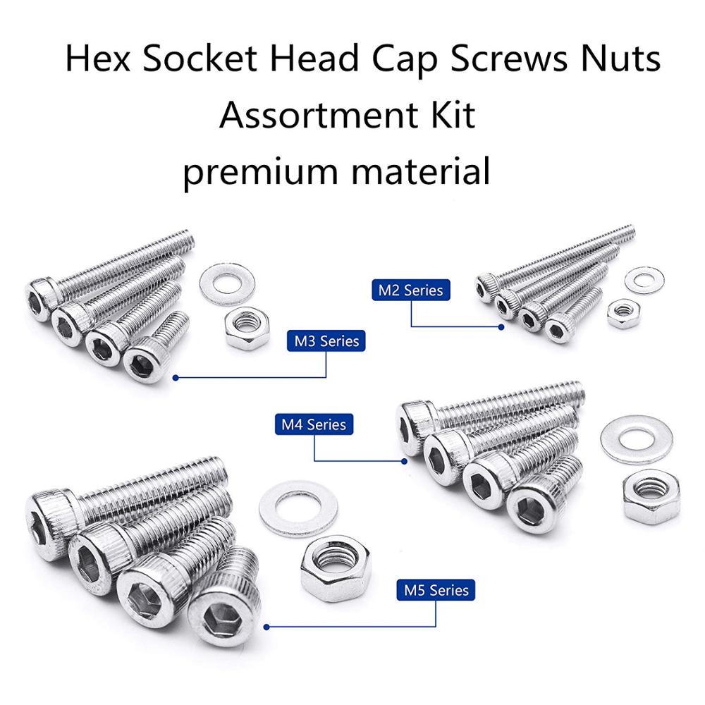 880Pcs Hexagon Hex Socket Head Cap Screw Set  Bolt  Nut Machine Screw - KiwisLove