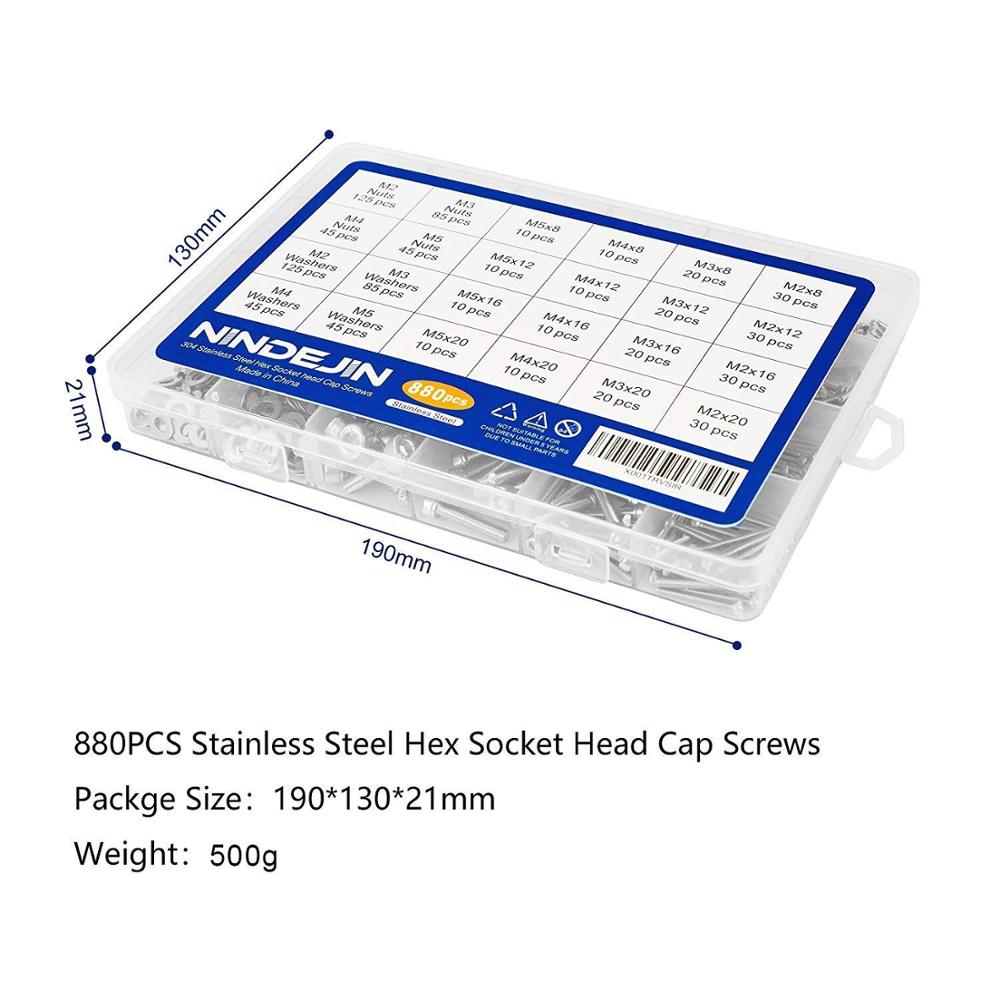 880Pcs Hexagon Hex Socket Head Cap Screw Set  Bolt  Nut Machine Screw - KiwisLove