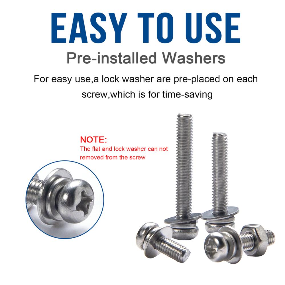 320pcs Screws Set Phillips Pan Head Bolt and Nut Flat Washers Machine - KiwisLove