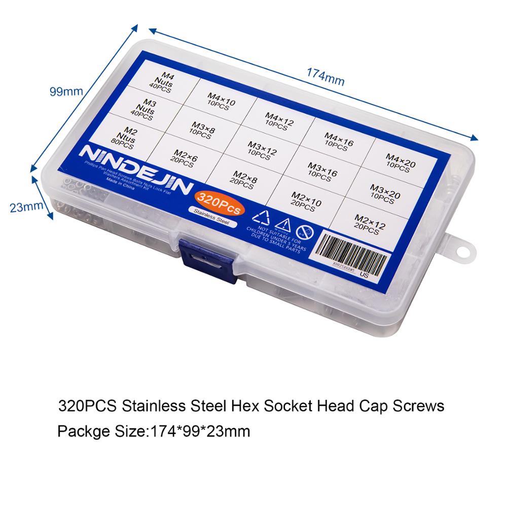 320pcs Screws Set Phillips Pan Head Bolt and Nut Flat Washers Machine - KiwisLove