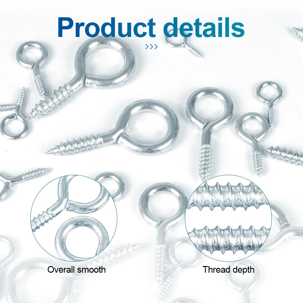 NINDEJIN Screw Eye Pins Screw Eyelet Connector Zinc Plated Hook Ring - KiwisLove