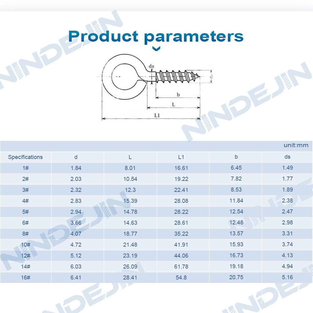 NINDEJIN Screw Eye Pins Screw Eyelet Connector Zinc Plated Hook Ring - KiwisLove