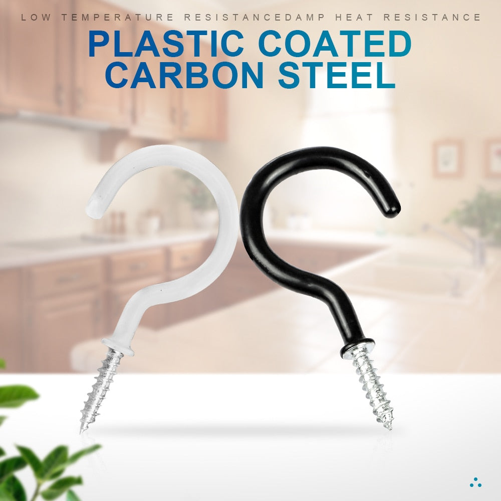 Cup Hook Screw Plastic Coated Cup Hook Plastic Dipped Ceiling Frame Hat - KiwisLove