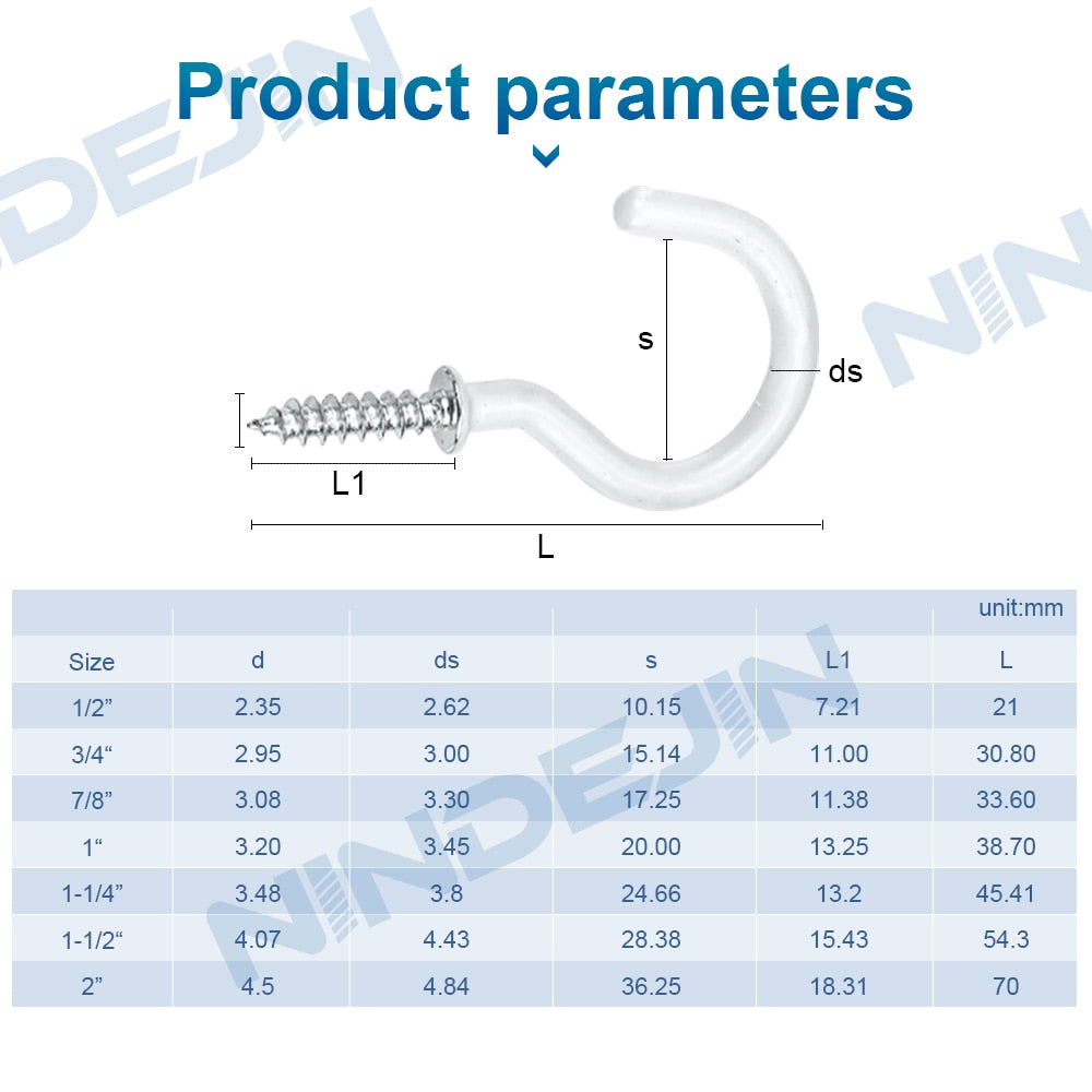 Cup Hook Screw Plastic Coated Cup Hook Plastic Dipped Ceiling Frame Hat - KiwisLove