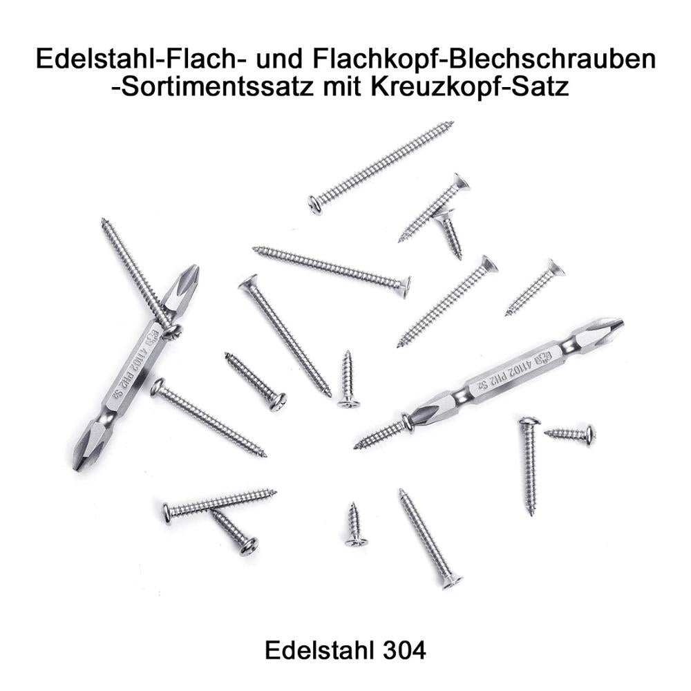 1132Pcs/set 304 Stainless Steel Screw Set M3.5 Flat Pan Head Self-tapping - KiwisLove