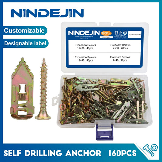 160pcs Self Drilling Anchor Gypsum Expansion  Screw Drywall Plug Kit - KiwisLove