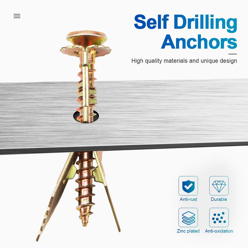 160pcs Self Drilling Anchor Gypsum Expansion  Screw Drywall Plug Kit - KiwisLove