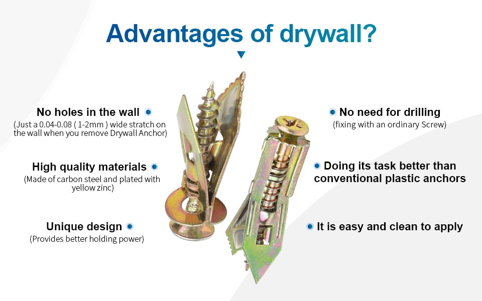 160pcs Self Drilling Anchor Gypsum Expansion  Screw Drywall Plug Kit - KiwisLove