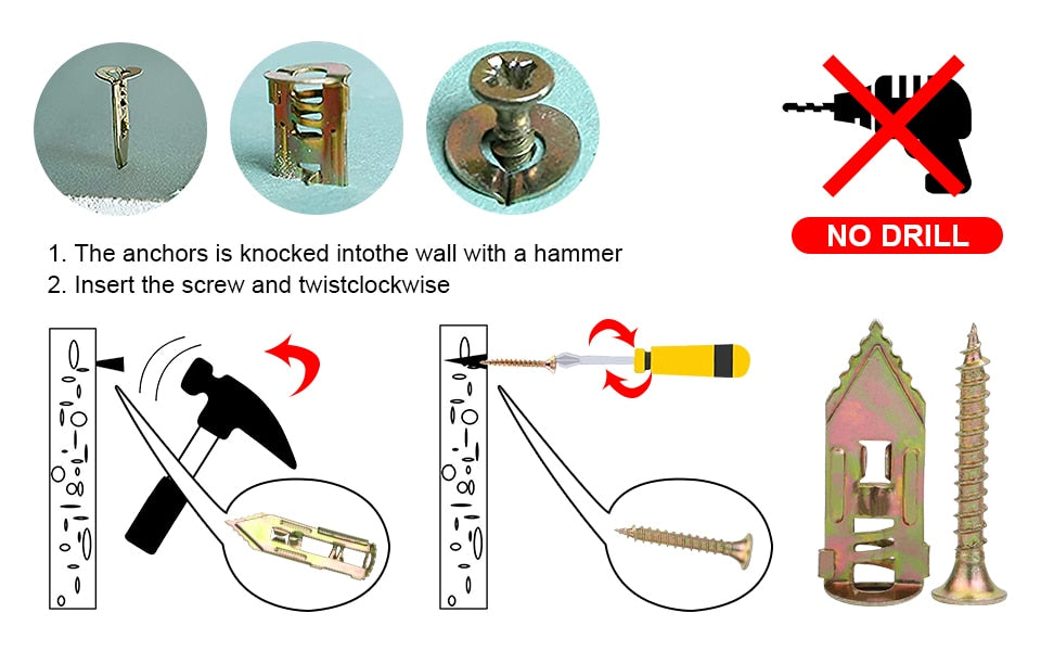 160pcs Self Drilling Anchor Gypsum Expansion  Screw Drywall Plug Kit - KiwisLove