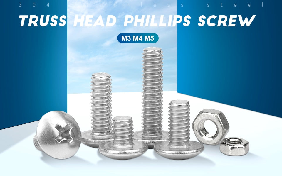 722pcs Truss Round Head  Set Machine Screw and Nut Flat Mushroom Head - KiwisLove