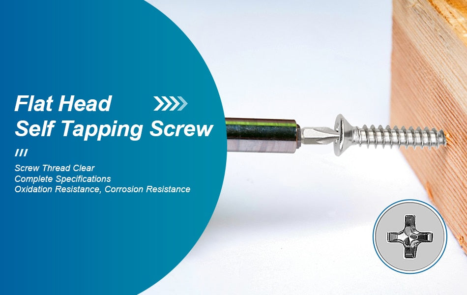 Self-Tapping Cross Recessed Flat Head Screw Assortment Set Phillips Wood - KiwisLove